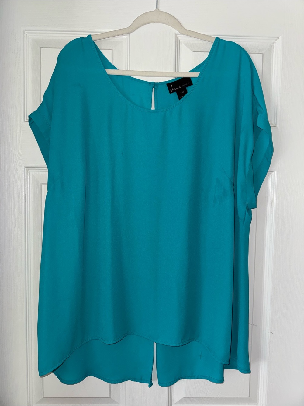 Lane Bryant Teal Cap Sleeve Scoop Neck Blouse